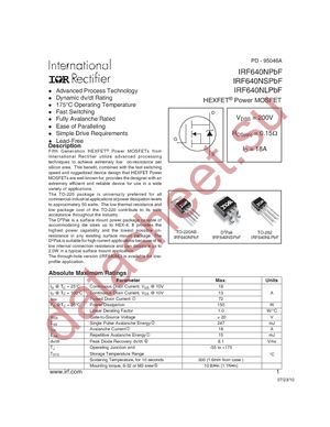 IRF640NSTRRPBF datasheet  